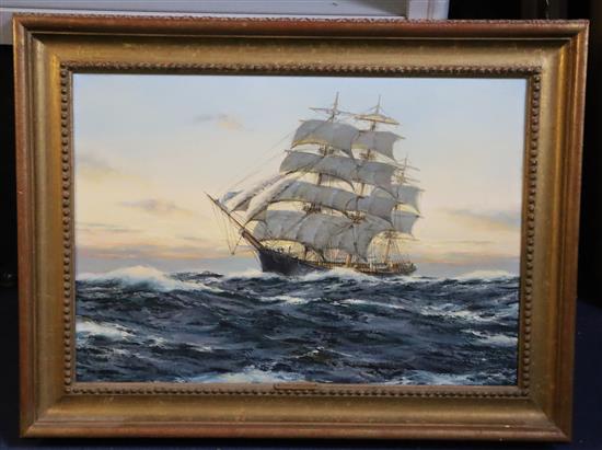 § Henry Scott FRSA (1911-2005) The Wool Clipper Oberon -Golden Evening 13.5 x 19.5in.